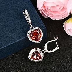 925 серьги-кольца в форме сердца из стерлингового серебра с паве из кубических цирконий&nbsp;EJEW-C150-01B-01