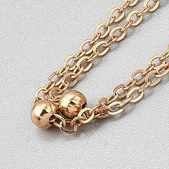 Браслеты на ногу из железного круглого шарика с цепочкой из 2 нити для женщин&nbsp;AJEW-WH0270-684G