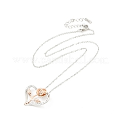 Прозрачное кубическое циркониевое сердце с кулоном в виде розы&nbsp;NJEW-F293-01D-RG