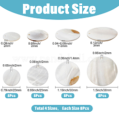 32 шт. 4 стиля плоские круглые/дисковые подвески из натуральных пресноводных ракушек&nbsp;SHEL-SC0001-97