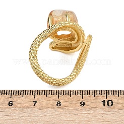 Кольца-манжеты из натурального желтого кварца змеиного цвета&nbsp;RJEW-K286-10G-01