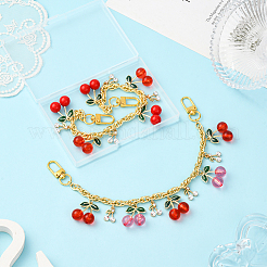 2 шт. 2 стиля акриловые красные розовые вишневые подвески латунные и алюминиевые цепочки для сумок декоративные&nbsp;PURS-SC0001-04