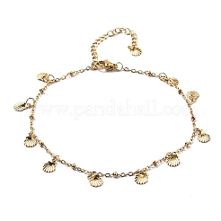 Летние пляжные браслеты на ногу из нержавеющей стали 304 в форме ракушки для женщин&nbsp;AJEW-AN00658