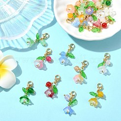 20 шт. 10-х цветный ландыш из стекла и акрила подвесное украшение&nbsp;HJEW-CJ00050