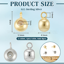 8 шт. 2 цвета 925 серебряные трубчатые дужки&nbsp;STER-BC0003-74
