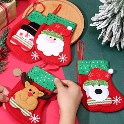 12 шт. 4 стиля тканевый рождественский чулок подарочный мешок подвеска украшение&nbsp;FIND-SP0020-60B
