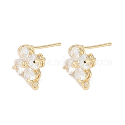 Латунные серьги-гвоздики из циркония&nbsp;LS-KK-Z094-07G