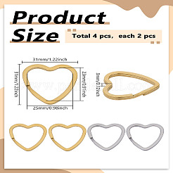 4 шт. 2-х цветные разъемные брелоки из нержавеющей стали 304&nbsp;STAS-LP0001-35B