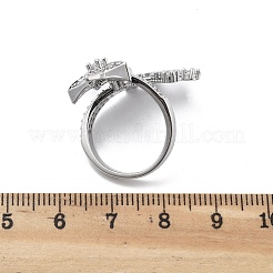 Открытые манжеты из латуни с микропаве и прозрачным цирконием для женщин&nbsp;RJEW-S402-06P