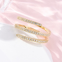 Открытые манжеты из латуни с микропаве и прозрачным цирконием для женщин&nbsp;RJEW-S624-04G