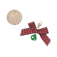 Латунный колокольчик и подвеска-бантик из полиэстера ручной работы&nbsp;HJEW-JM04403-01