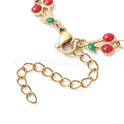 Изготовление браслета-цепочки из нержавеющей стали 304 с эмалированным красным вишневым узором&nbsp;AJEW-JB01481