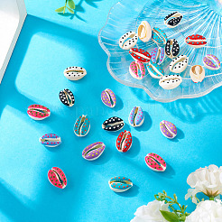 28шт 7 цвета натуральные бусины из ракушек каури&nbsp;SSHEL-TA0001-22