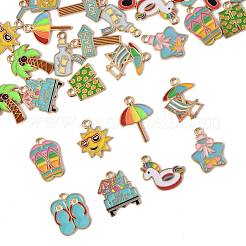 28 шт. 14 стиля подвески из сплава и эмали на тему пляжного отдыха&nbsp;ENAM-FS0003-35