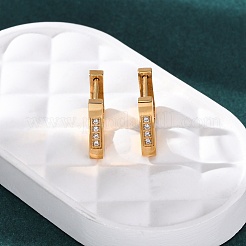 Серьги-кольца трапециевидной формы с кубическим цирконием из нержавеющей стали 304&nbsp;EJEW-D331-06G