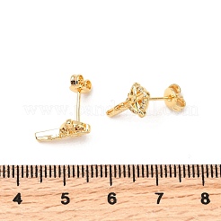 Серьги-гвоздики из латуни с микропаве и прозрачным кубическим цирконием&nbsp;EJEW-A135-17G