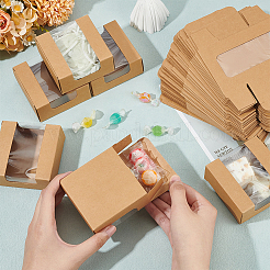 Квадратные подарочные коробки для хранения бумаги с прозрачным видимым окошком&nbsp;LS-CON-WH0095-65A