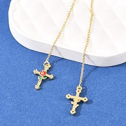 Серьга-крючок в виде креста с цветком&nbsp;EJEW-H182-13G