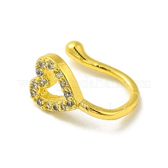 Прозрачный кубический цирконий полый зажим в форме сердца на носовом кольце&nbsp;LS-AJEW-F059-21G