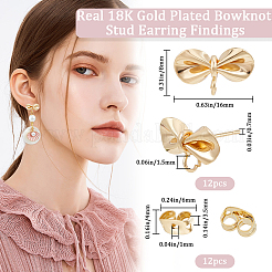 12 шт. фурнитура для сережек-гвоздиков из латуни с бантом&nbsp;KK-BBC0011-92G