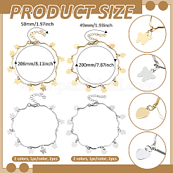 4 шт. 4 стиля железная бабочка сердце кусочек подвеска волнистая цепочка браслеты на ногу для женщин&nbsp;AJEW-HY0002-66