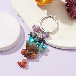 Брелок для ключей с бусинами из натуральных и синтетических драгоценных камней чакра&nbsp;KEYC-JKC00534-02