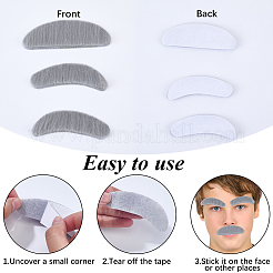 6 шт. самоклеящиеся искусственные усы из плюшевого волокна&nbsp;AJEW-GF0012-286