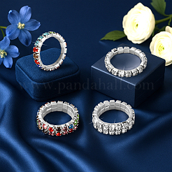 8 шт. 4 стиля стразы теннисные цепочки растягивающиеся кольца для женщин&nbsp;RJEW-HY0001-07A