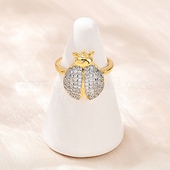 Женское кольцо-манжета с микропаве из латуни и кубическим цирконием&nbsp;RJEW-L132-01G