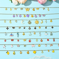 Звезда цветок бабочка лента корона нержавеющая сталь 304 трос цепь ожерелья&nbsp;NJEW-FS00010