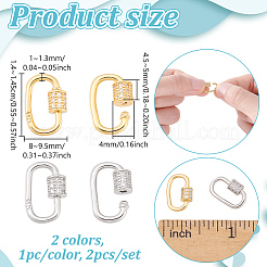 2 шт. 2 цвета 925 подвески-карабин с винтовым замком из стерлингового серебра со стразами&nbsp;STER-NB0001-35