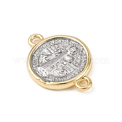 Латунные плоские круглые подвески-соединители с подвесками-звеньями Святого Бенедикта&nbsp;KK-K408-01G