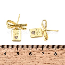 Латунные серьги-гвоздики с микропаве из кубического циркония&nbsp;EJEW-H180-20B-G