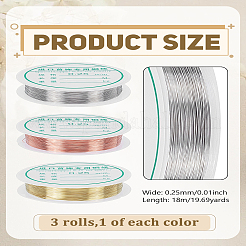 3 рулон 3 цвета круглой медной проволоки&nbsp;KK-LP0004-21D