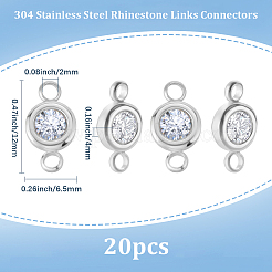 20 шт. соединительные звенья из нержавеющей стали 304 с кристаллами и стразами&nbsp;STAS-BBC0009-19P