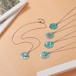 Ожерелье с подвеской в виде ракушки Capiz с цветным покрытием ab&nbsp;NJEW-JN04220