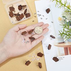 10 пара многоугольных сережек-гвоздиков из орехового дерева&nbsp;MAK-BC0001-21