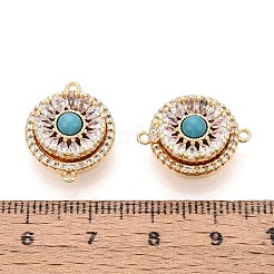 Латунные застежки с прозрачными фианитами и магнитными застежками&nbsp;KK-N287-09G