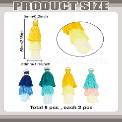 8 шт. 4-х цветные хлопковые подвески-кисточки&nbsp;FIND-LP0003-02