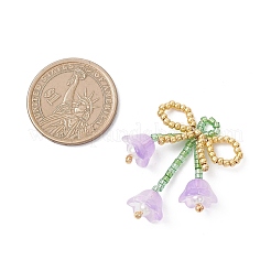 Бант из стеклянных бисера с подвесками-цветами&nbsp;PALLOY-MZ01129-05