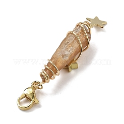 Подвесные украшения из гальванизированного натурального кварцевого кристалла в виде проволоки&nbsp;HJEW-JM03127-10