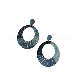 Овальные серьги-гвоздики из джинсовой ткани с подвесками&nbsp;FS-WG37483-01