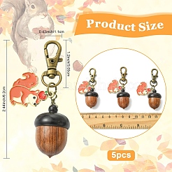 5 шт. подвеска в виде белки из сплава эмали и дерева в виде желудя&nbsp;HJEW-YW00324