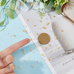 200шт 2 цвета плоские круглые латунные дистанционные бусины&nbsp;KK-DC0003-64