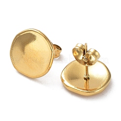 Ионное покрытие (ip) 304 нержавеющая сталь плоские круглые серьги-гвоздики для женщин&nbsp;EJEW-P234-13G