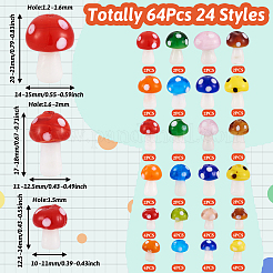 64 шт. 24 стили бусины ручной работы в виде грибов лэмпворк&nbsp;LAMP-TA0001-12