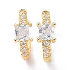 Серьги-кольца с инкрустацией из латуни и фианитами&nbsp;ZIRC-P090-16G-D