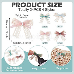 24 шт. 4 стиля полиэфирного кружева с бантом-украшением&nbsp;DIY-TA0015-29