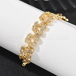 Браслеты-цепочки из вишневой латуни с микропаве из кубических цирконий&nbsp;BJEW-L703-01B-G