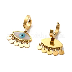 Серьги-кольца с подвеской в форме глаза из нержавеющей стали 304 с ионным покрытием (IP)&nbsp;STAS-D089-15G